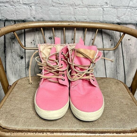 NEW Blackstone bright pink canvas high top lace up sneakers size 38 - Picture 3 of 13